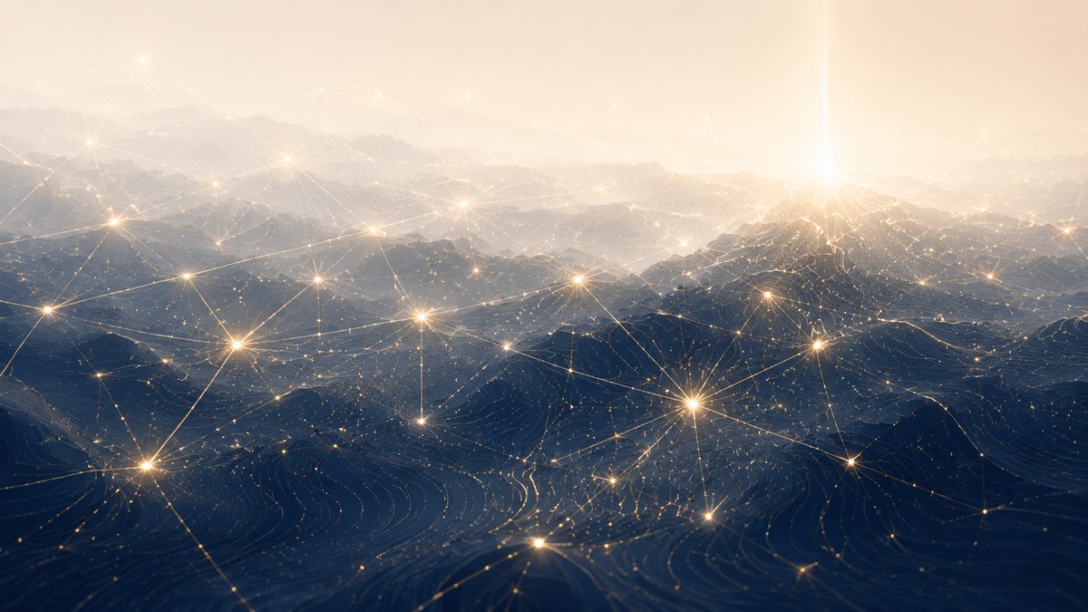 Abstract signal network over strategic terrain