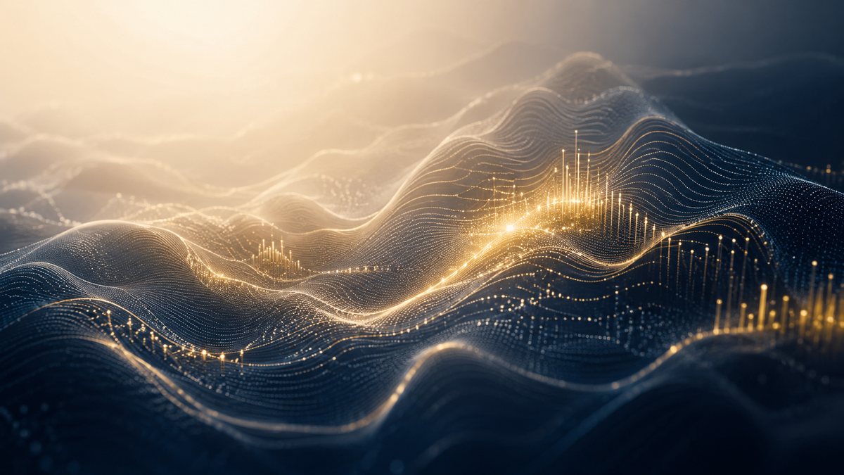 Executive transformation roadmap visual with illuminated signals and data pathways